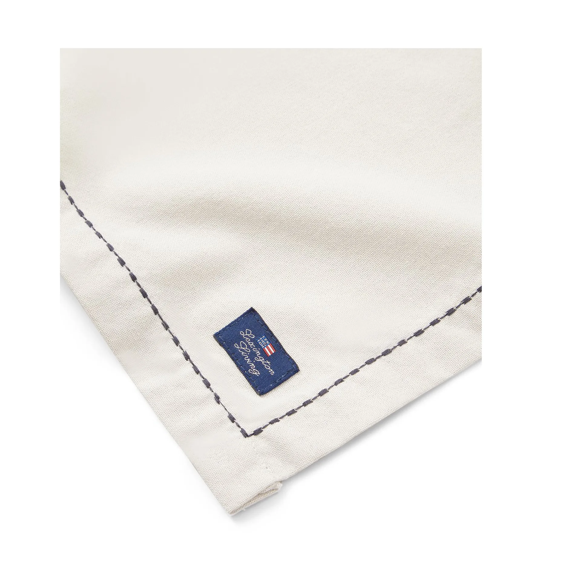 Org Cotton Oxford bordstablett stitches 40x50 cm, Beige-dark gray Lexington