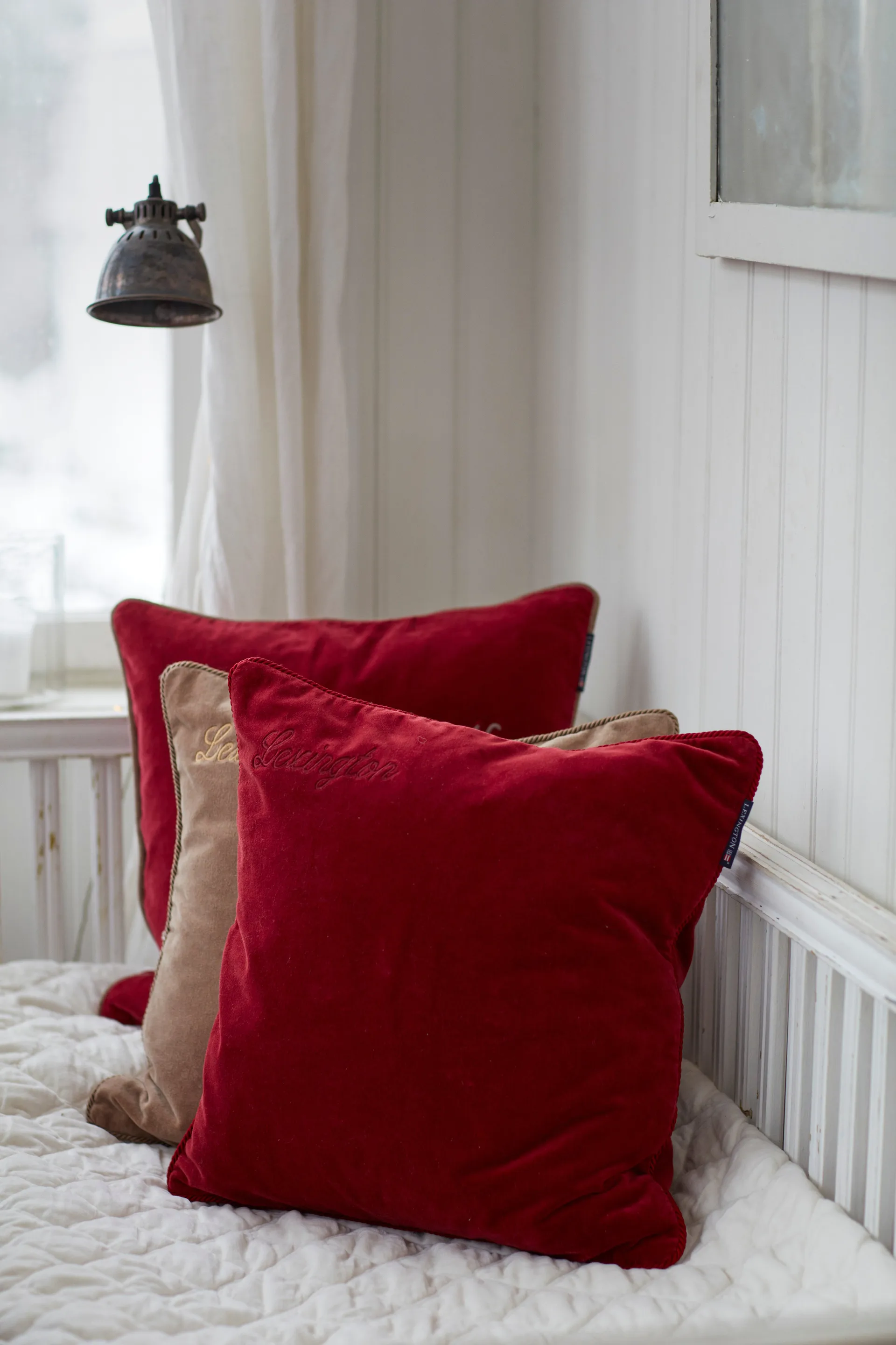 Organic Cotton Velvet kuddfodral 50x50 cm, Red Lexington