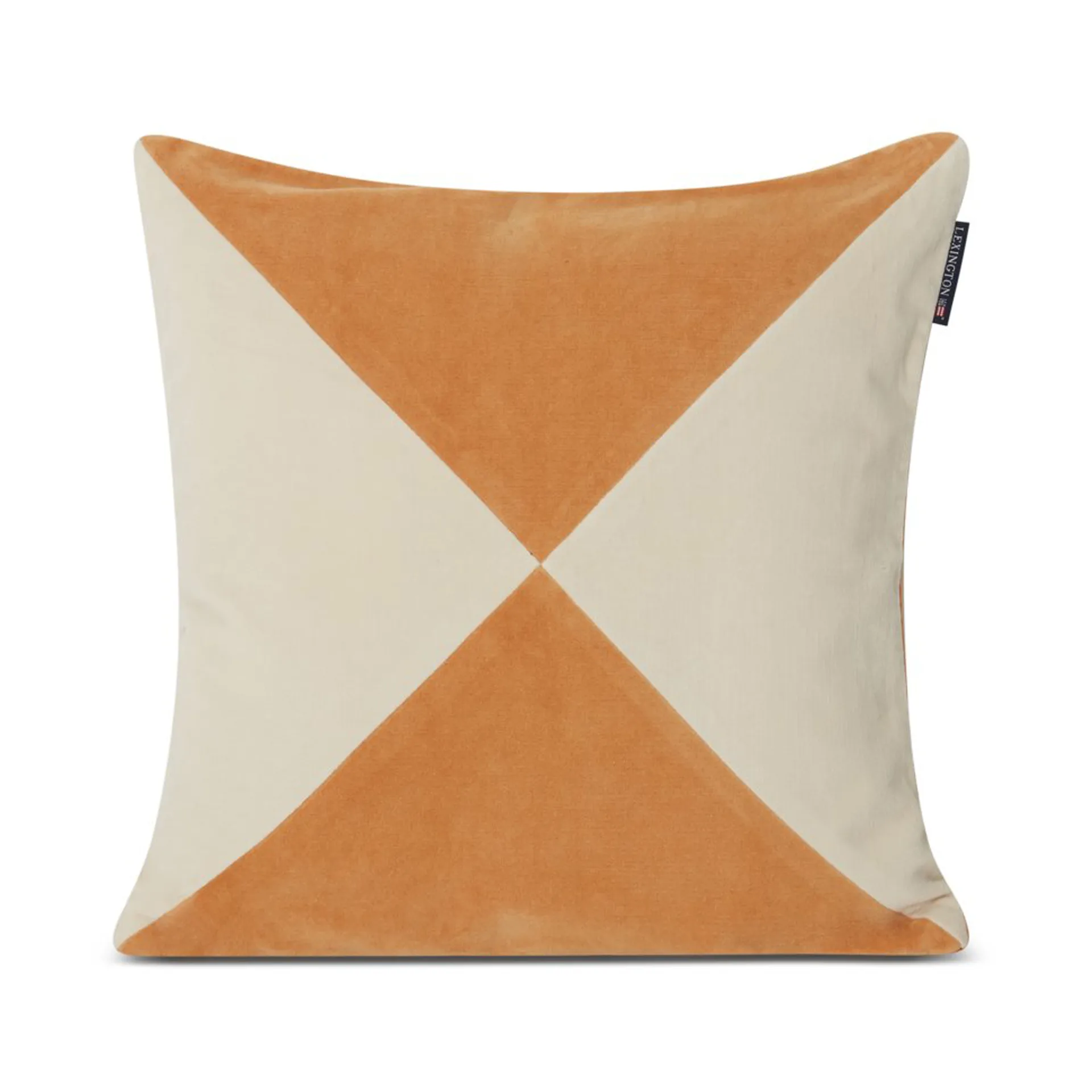 Patched Organic Cotton Velvet kuddfodral 50x50 cm, Mustard-light beige Lexington