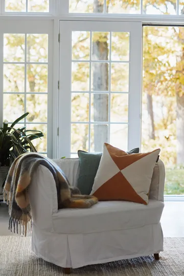 Patched Organic Cotton Velvet kuddfodral 50x50 cm - Mustard-light beige - Lexington