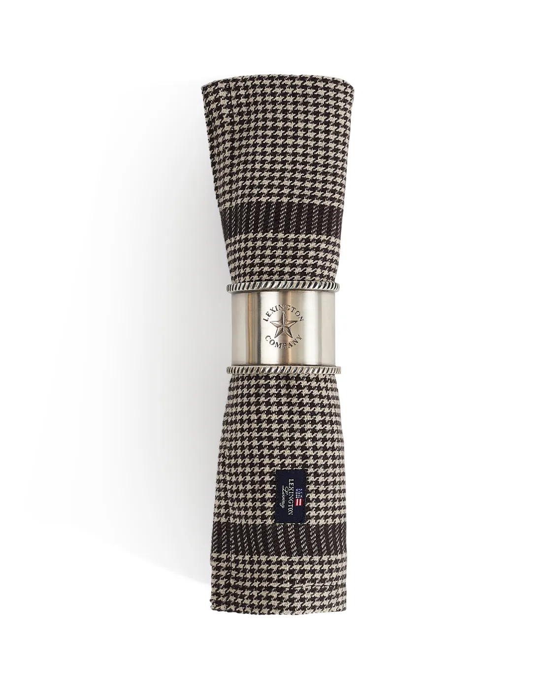 Pepita Check Cotton Linen tygservett 50x50 cm, Dark gray-beige Lexington