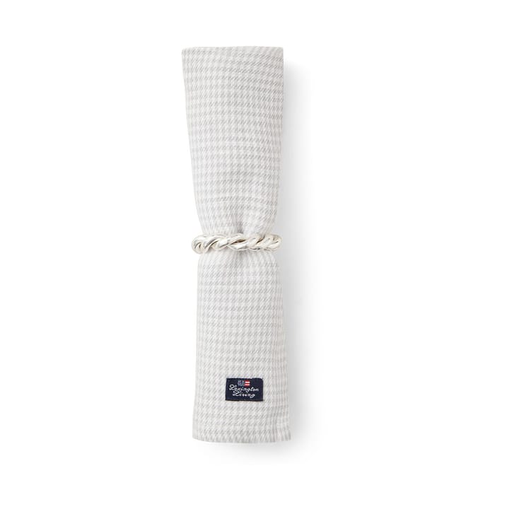 Pepita Check Cotton Linen tygservett 50x50 cm, White-light gray Lexington