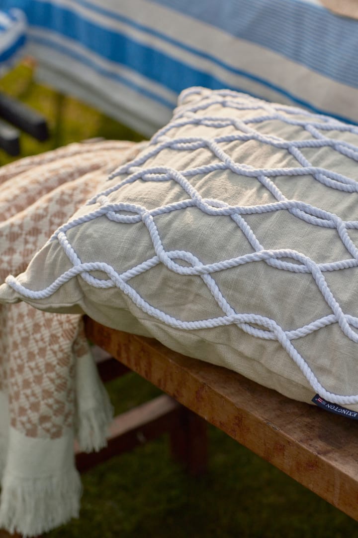 Rope Deco Canvas kuddfodral 50x50 cm, Ljusbeige-vit Lexington