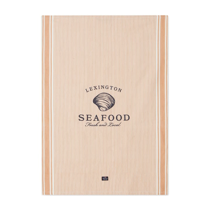 Seafood Striped & Printed kökshandduk 50x70 cm, Beige-vit Lexington