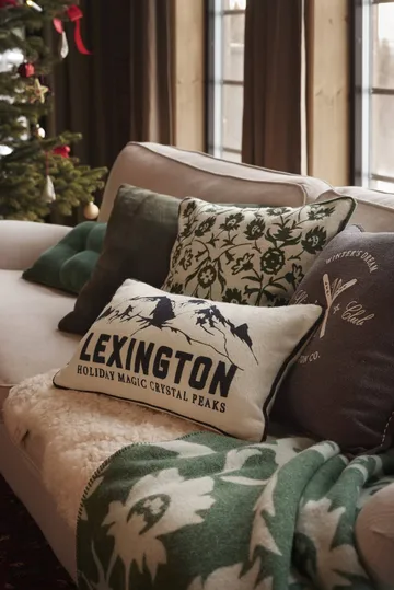 Ski Club ekologisk bomull kuddfodral - Navy-Light beige, 50x50 cm - Lexington