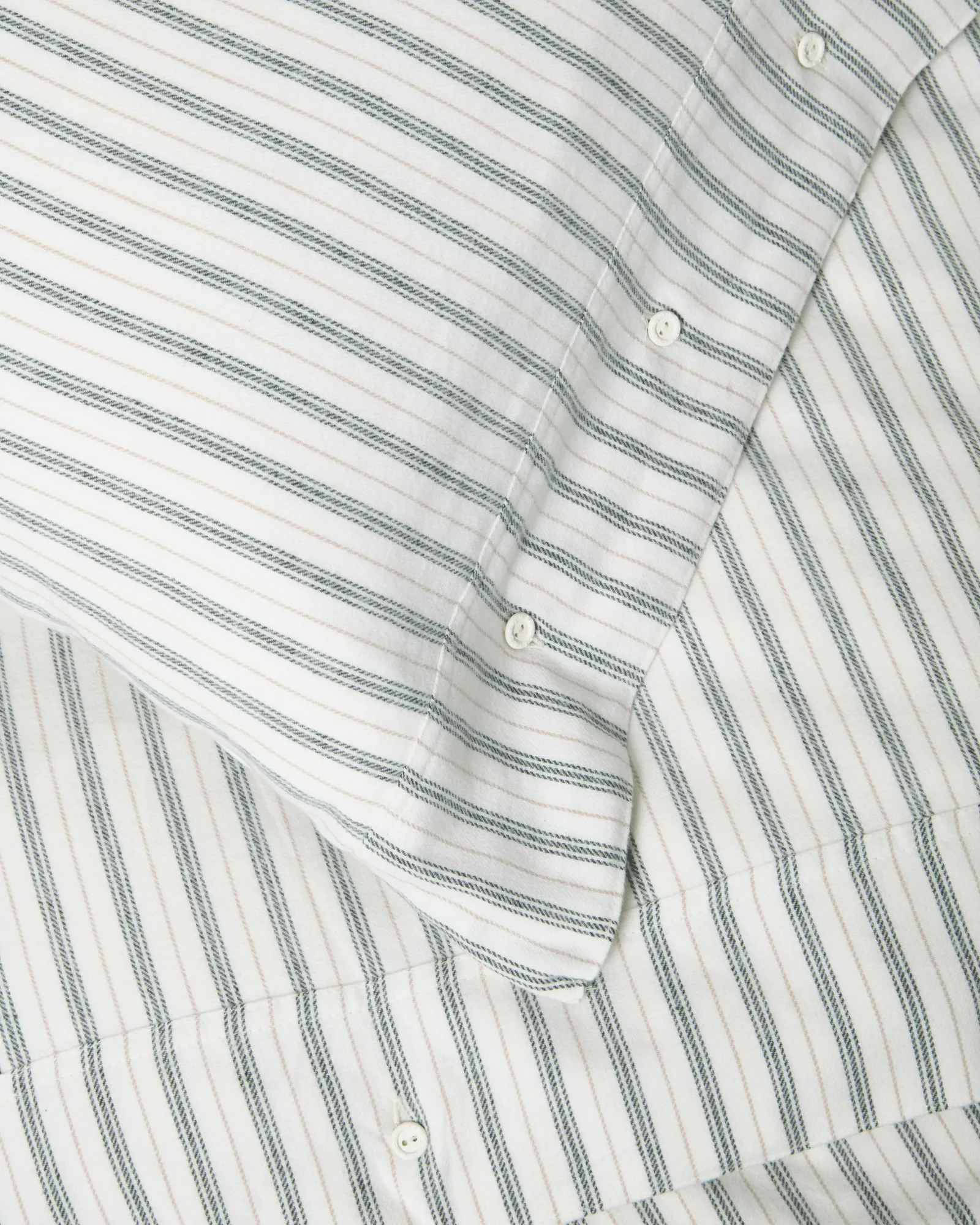 Stripe cotton flannel bäddset, White-green-beige, 2 st 50x60 cm/1 st 220x220 cm Lexington