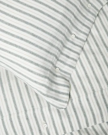 Stripe cotton flannel bäddset - White-green-beige, 50x60 cm/150x210 cm - Lexington
