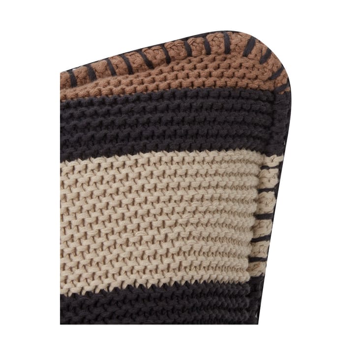 Striped Knitted Cotton kuddfodral 50x50 cm, Brown-dark gray-light beige Lexington