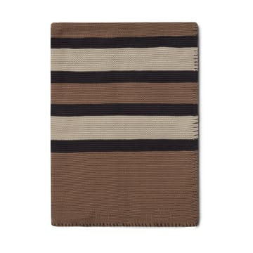 Striped Knitted Cotton pläd 130x170 cm - Brown-beige-dark gray - Lexington