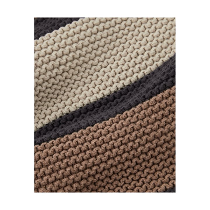Striped Knitted Cotton pläd 130x170 cm, Brown-beige-dark gray Lexington