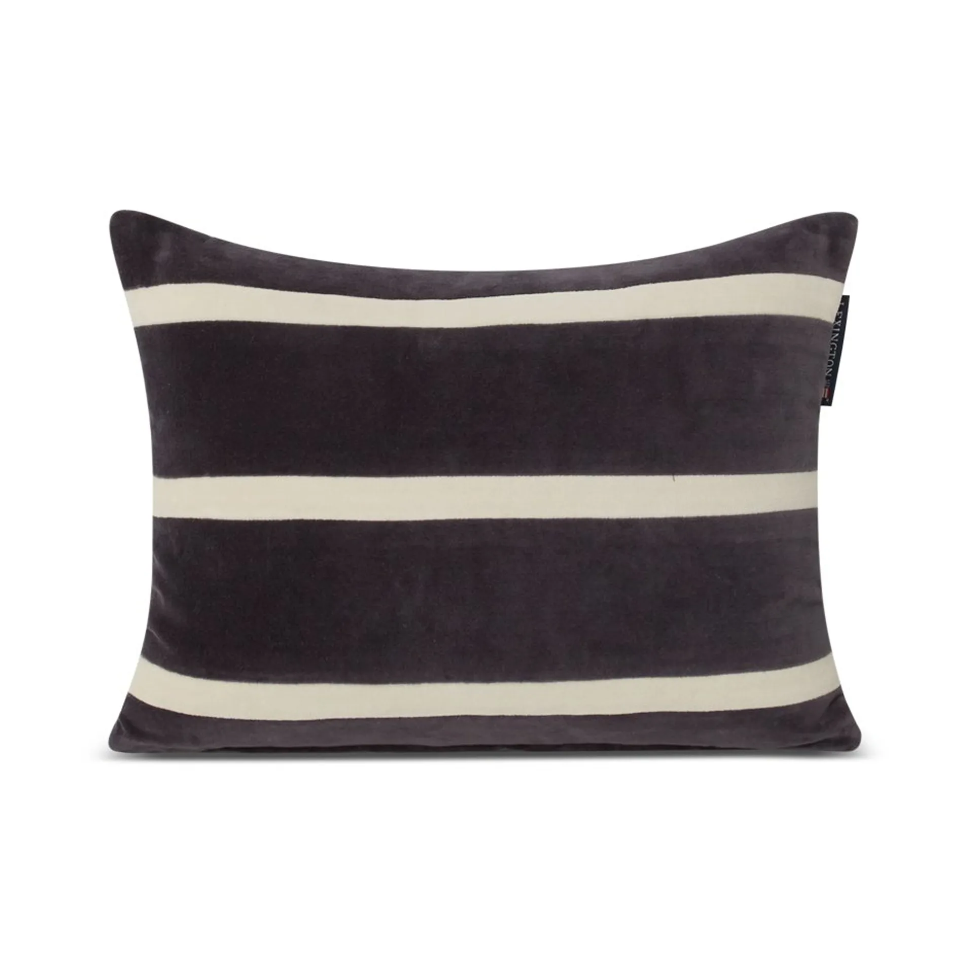 Striped Organic Cotton Velvet kudde 30x40 cm, Dark gray-light beige Lexington