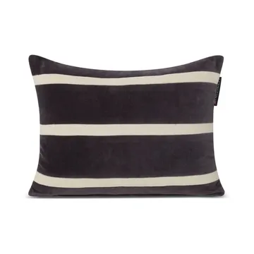 Striped Organic Cotton Velvet kudde 30x40 cm - Dark gray-light beige - Lexington