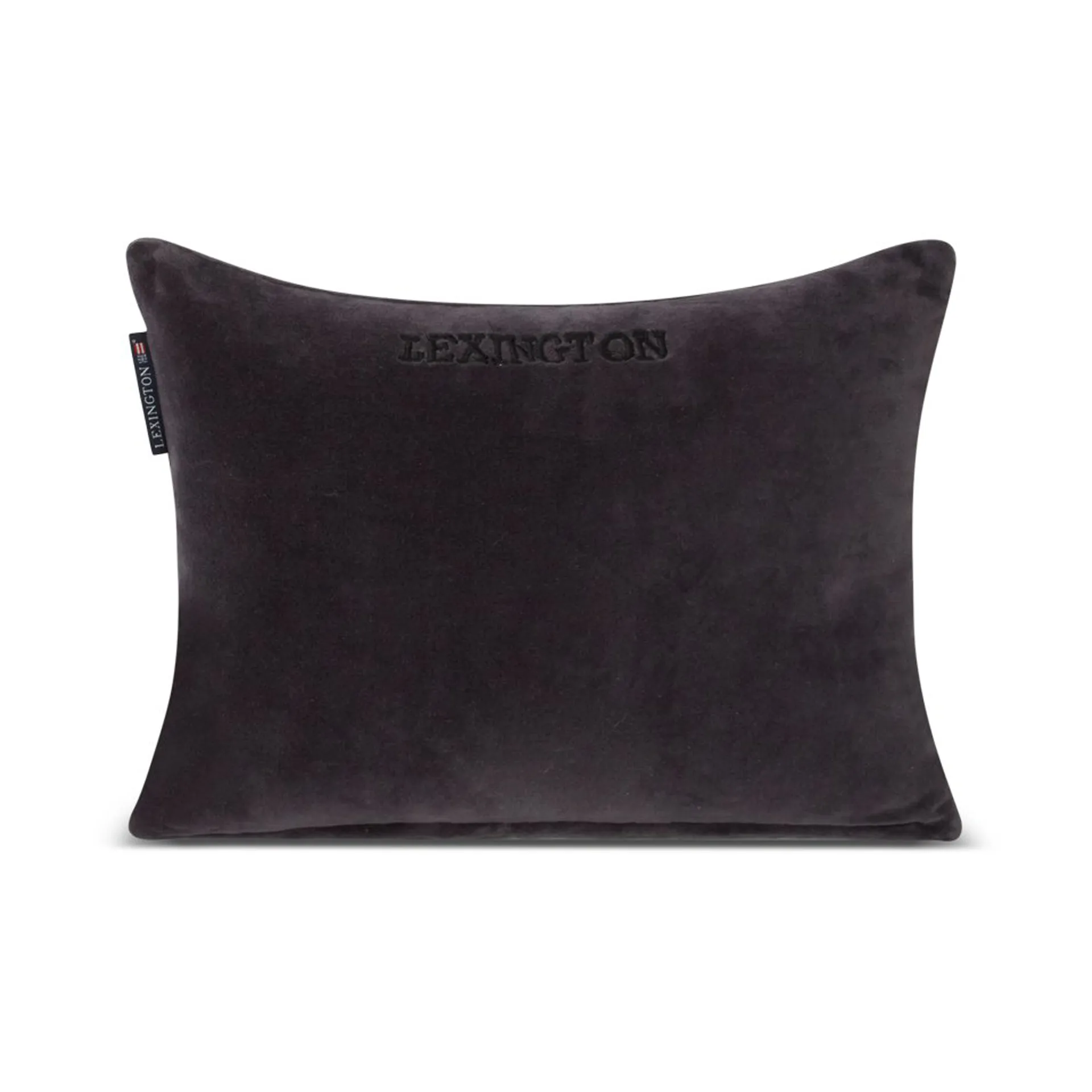 Striped Organic Cotton Velvet kudde 30x40 cm, Dark gray-light beige Lexington