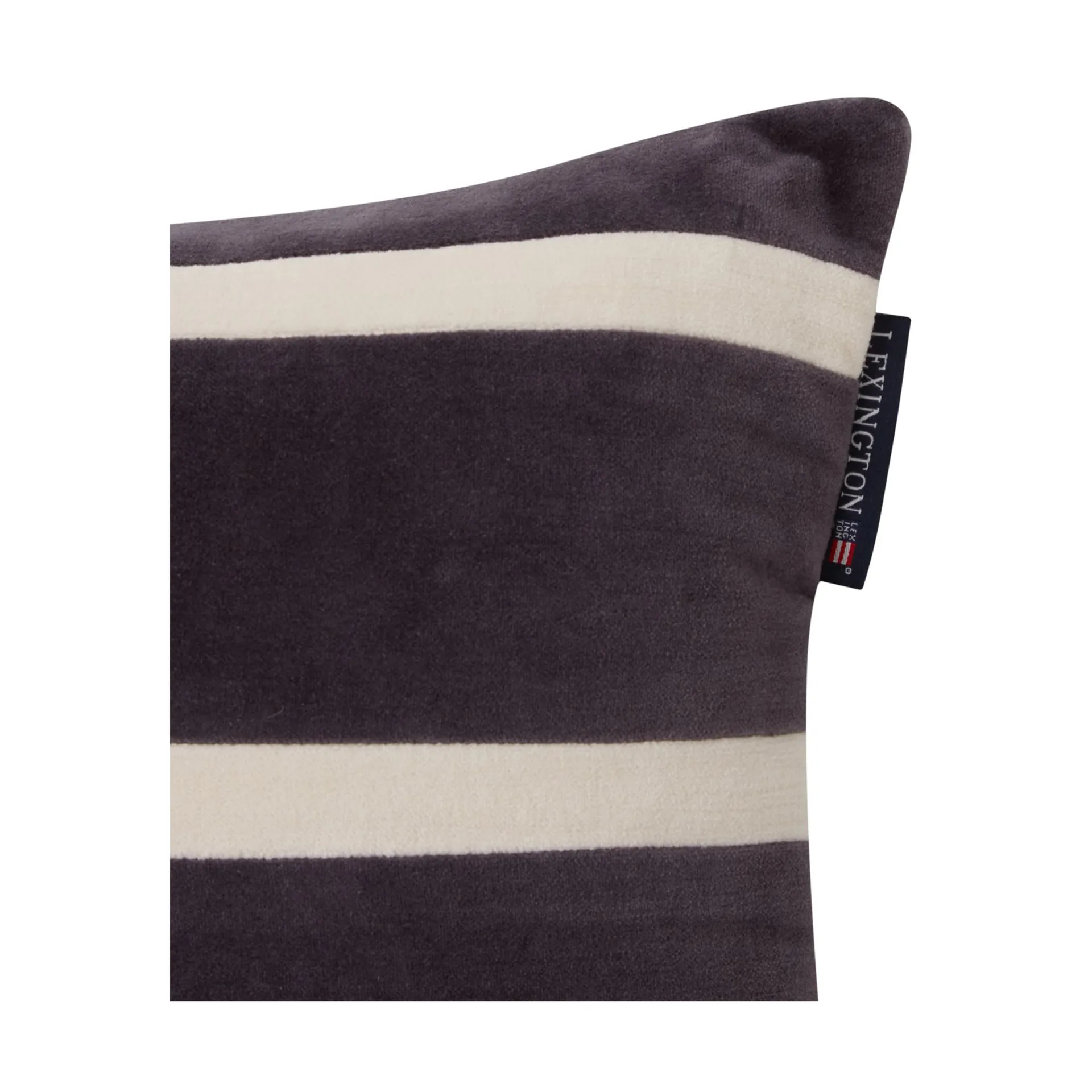 Striped Organic Cotton Velvet kudde 30x40 cm, Dark gray-light beige Lexington