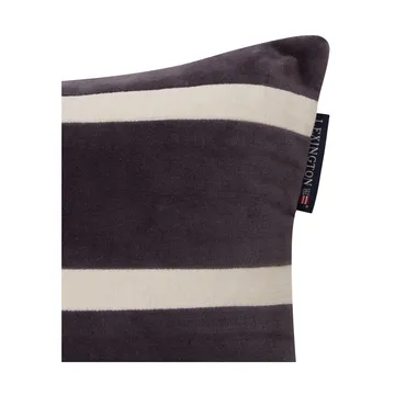 Striped Organic Cotton Velvet kudde 30x40 cm - Dark gray-light beige - Lexington