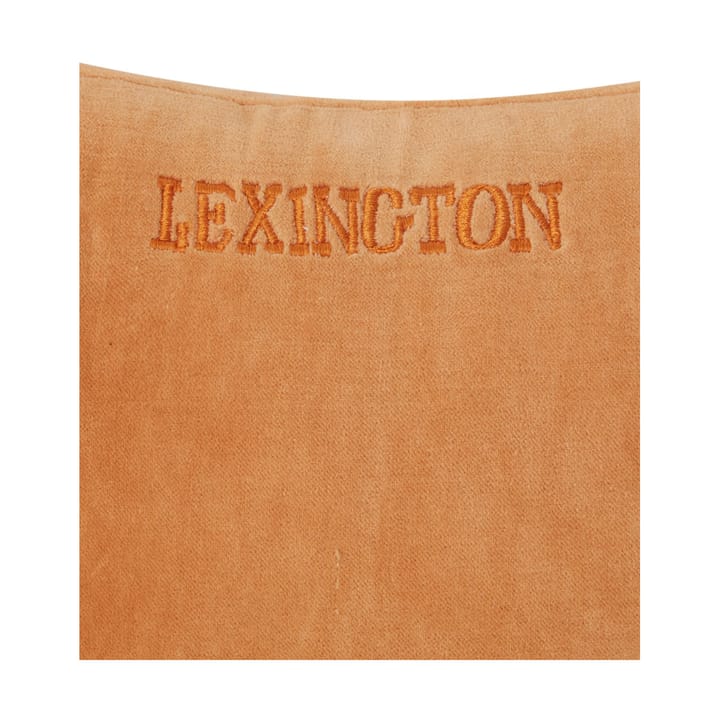 Striped Organic Cotton Velvet kudde 30x40 cm, Mustard-light beige Lexington