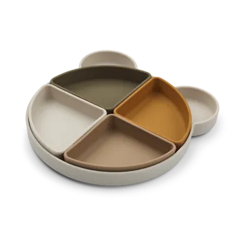 Liewood Arne barntallrik + 4 skålar Mr bear sandy multi mix