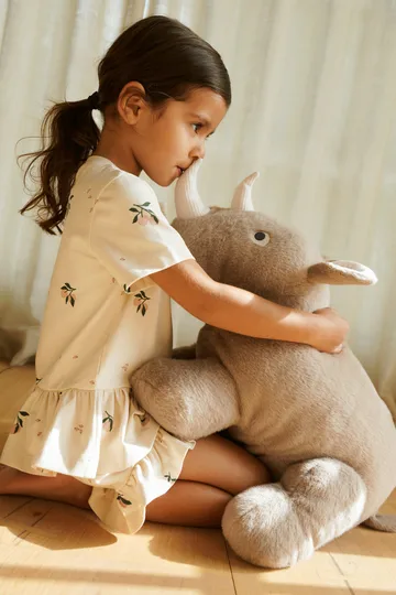 Barnaby Rhino gosedjur noshörning large - Stone beige - Liewood