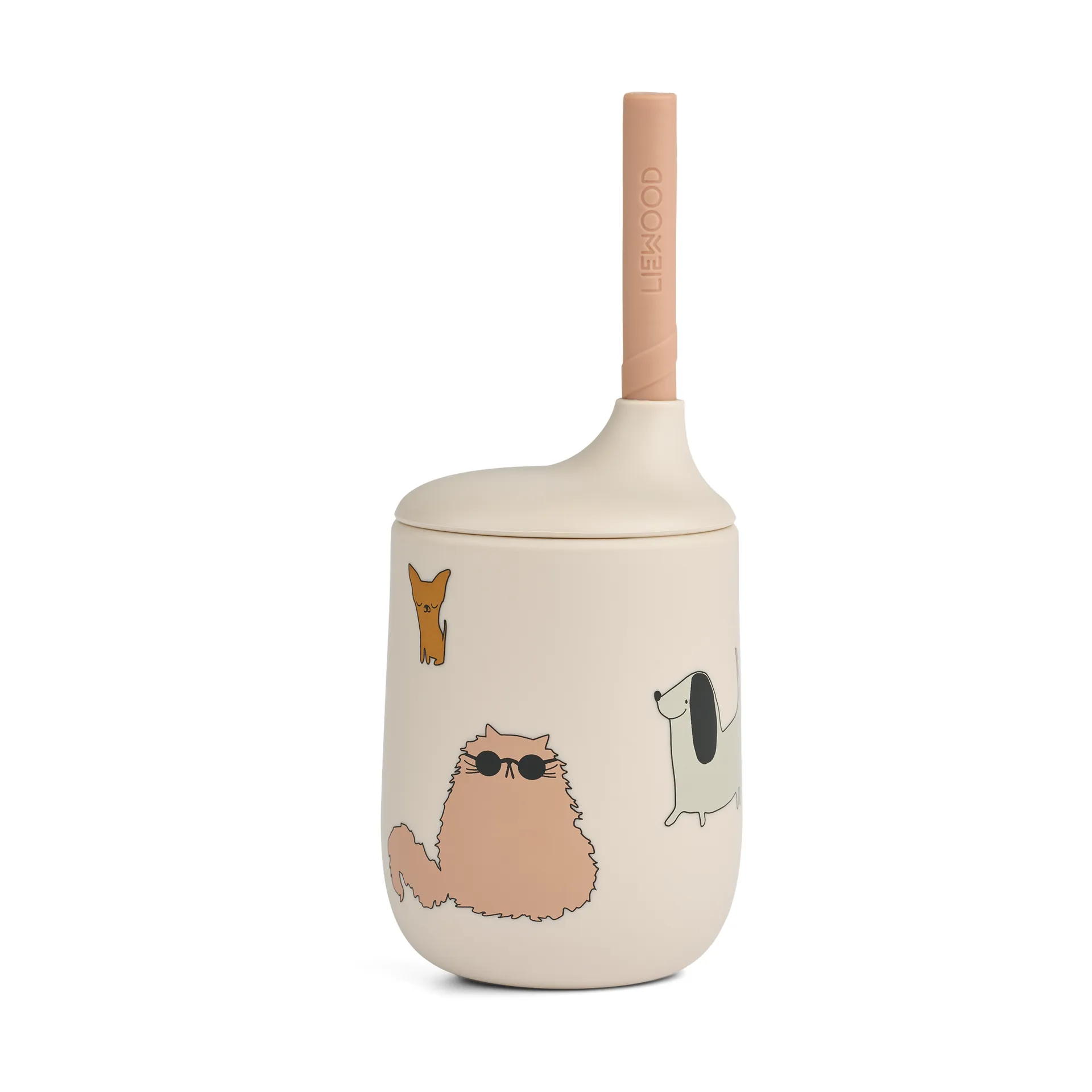 Ellis printed sippy cup pipmugg med sugrör 23 cl, Cats and Dogs-Sandy Liewood