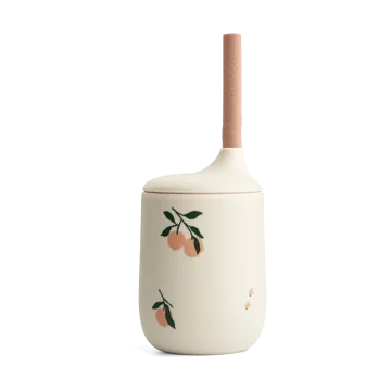 Liewood Ellis printed sippy cup pipmugg med sugrör 23 cl Peach-Sea shell mix