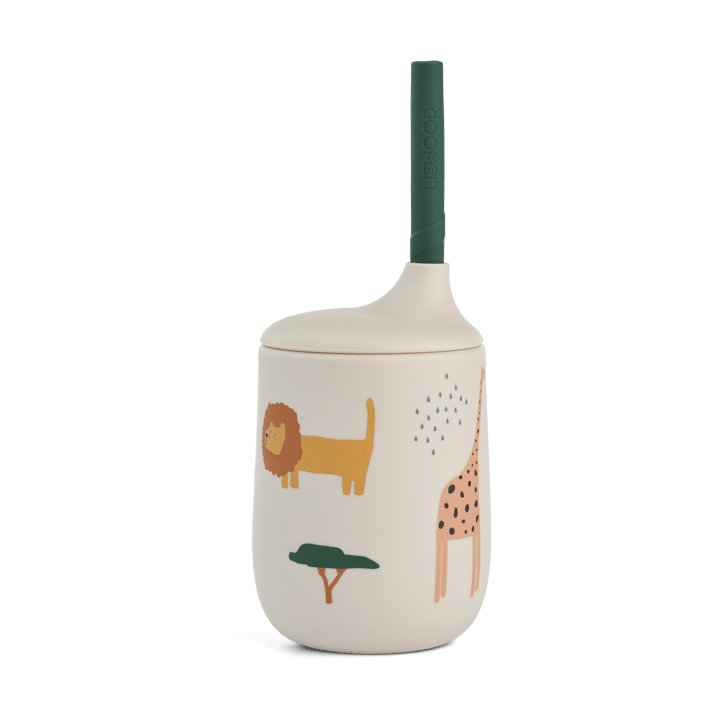 Ellis printed sippy cup pipmugg med sugrör 23 cl, Safari sandy mix Liewood