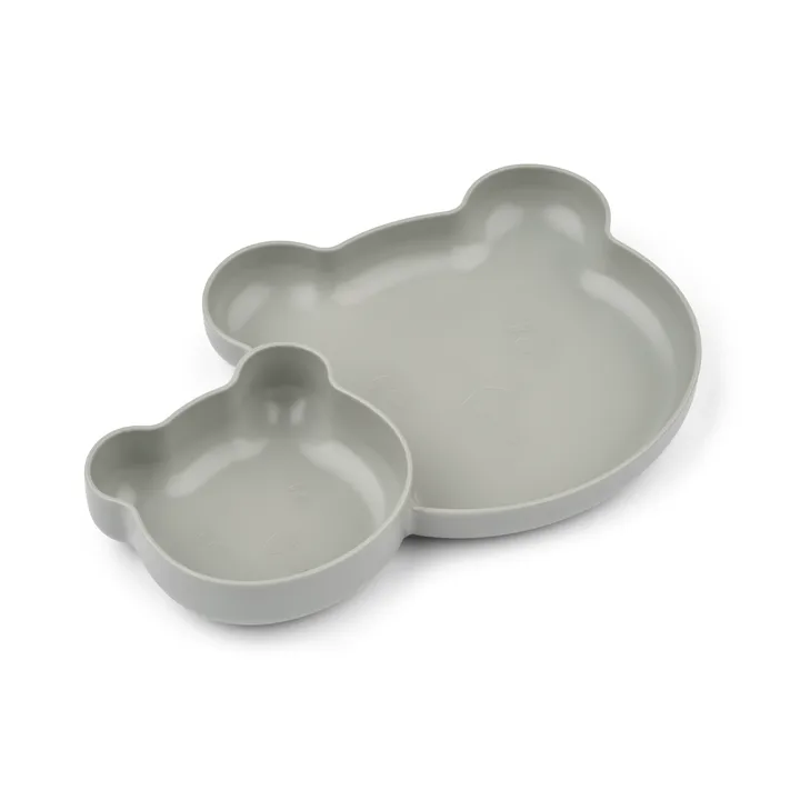 Magus Bear Divider tallrik 2 delar - Dove blue - Liewood