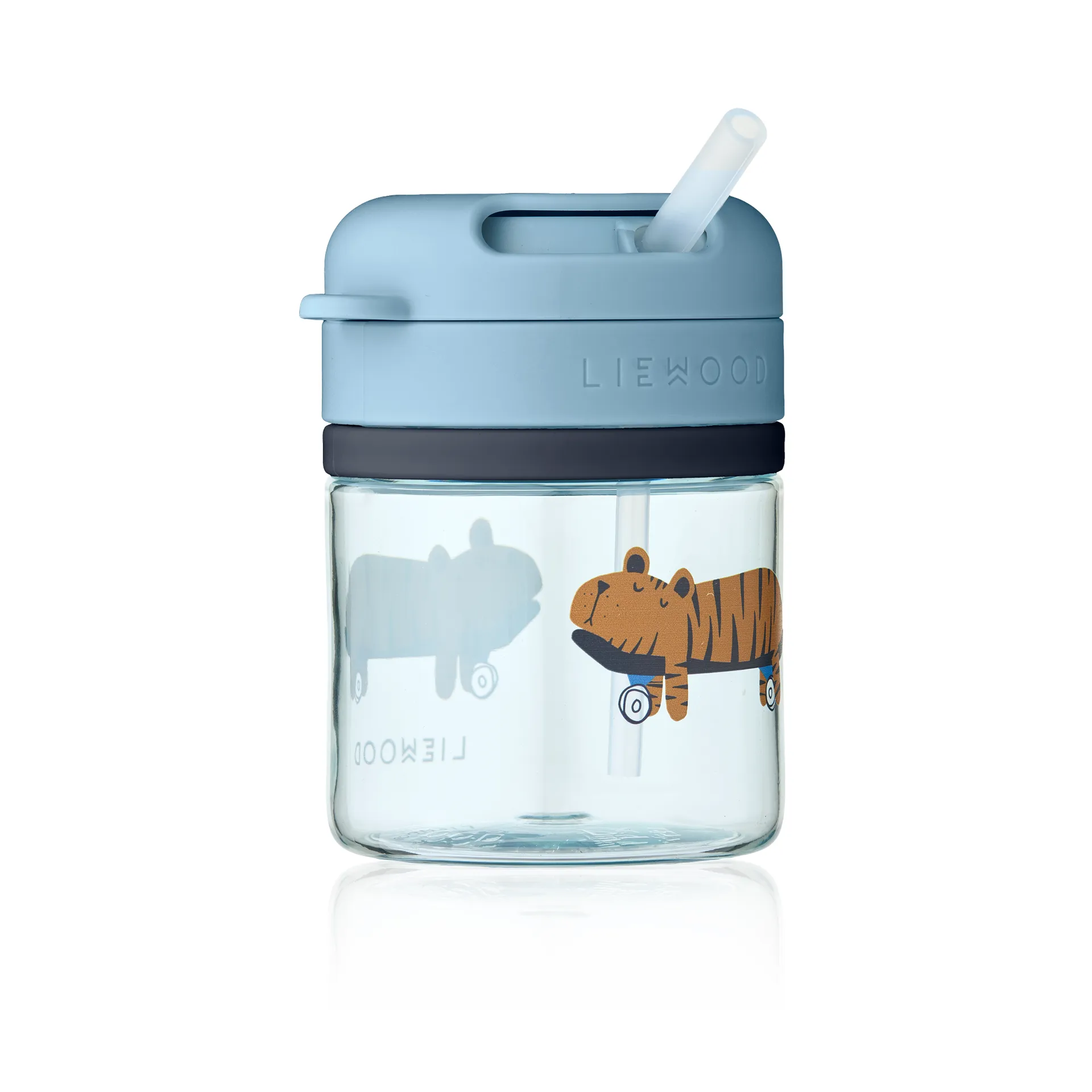 Pavia mugg med sugrör, Fun-beach blue, 28 cl Liewood