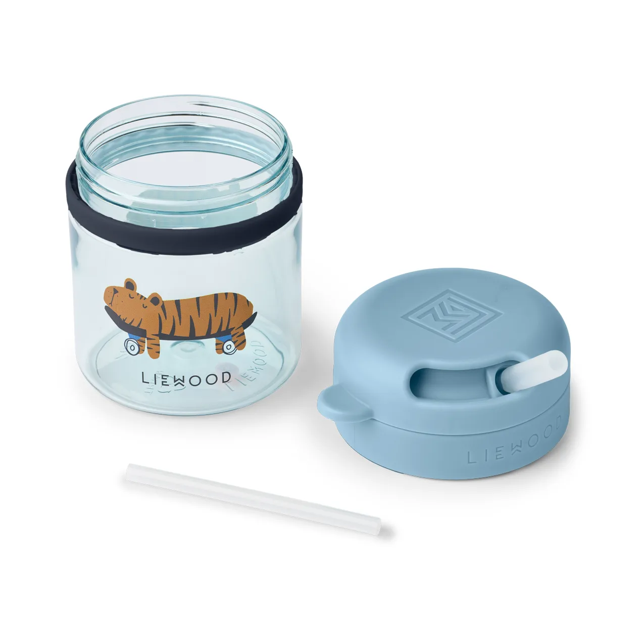 Pavia mugg med sugrör, Fun-beach blue, 28 cl Liewood