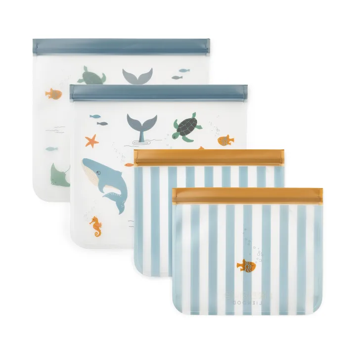 Rebus återanvändbar påse 4 delar - Sea creature-sandy - Liewood