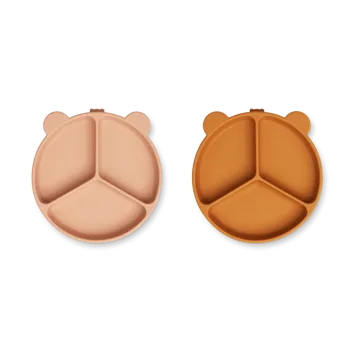 Liewood Stacy delad barntallrik 2-pack Mustard-tuscany rose mix