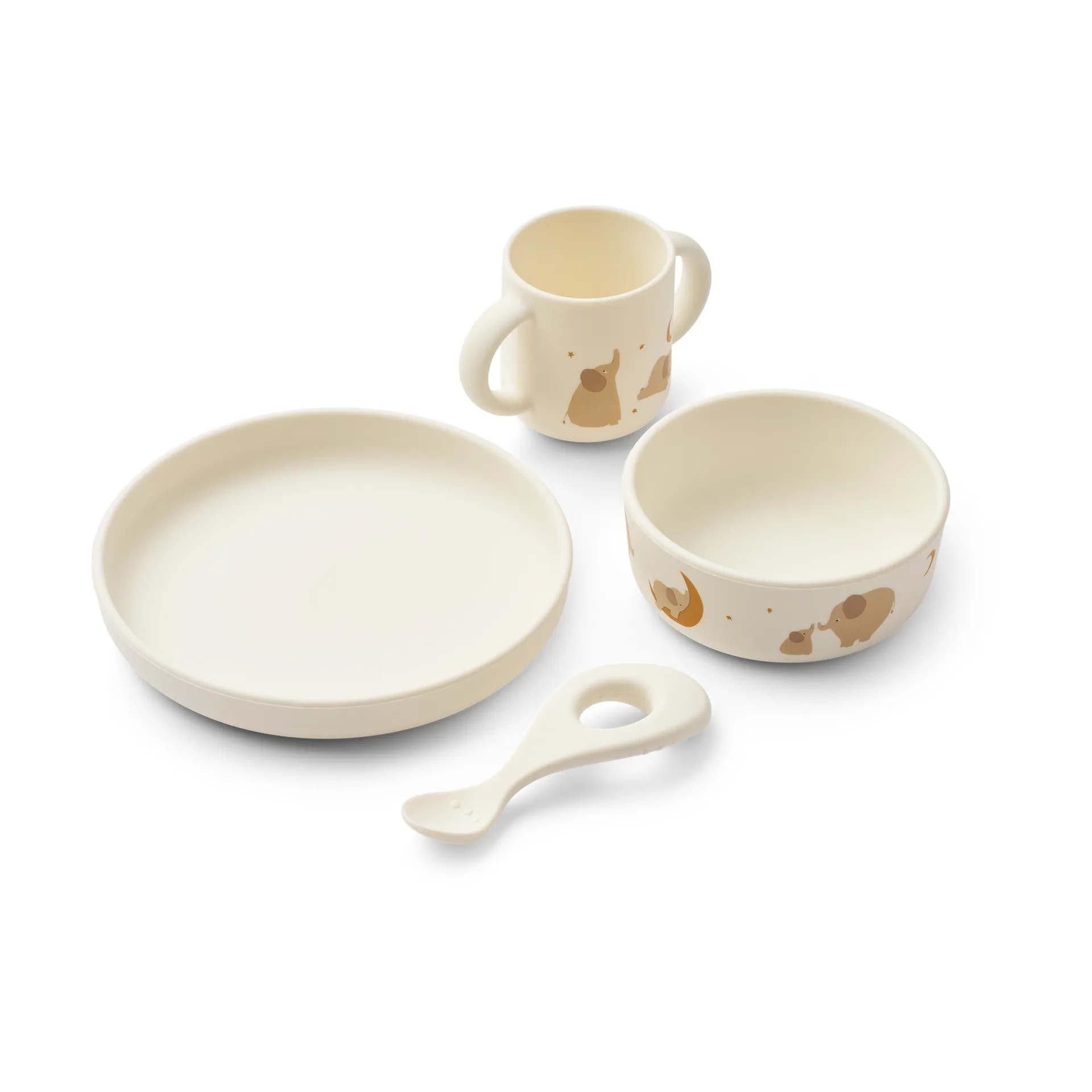 Vivi printed servisset 4 delar, Elephant-Creme de la creme Liewood