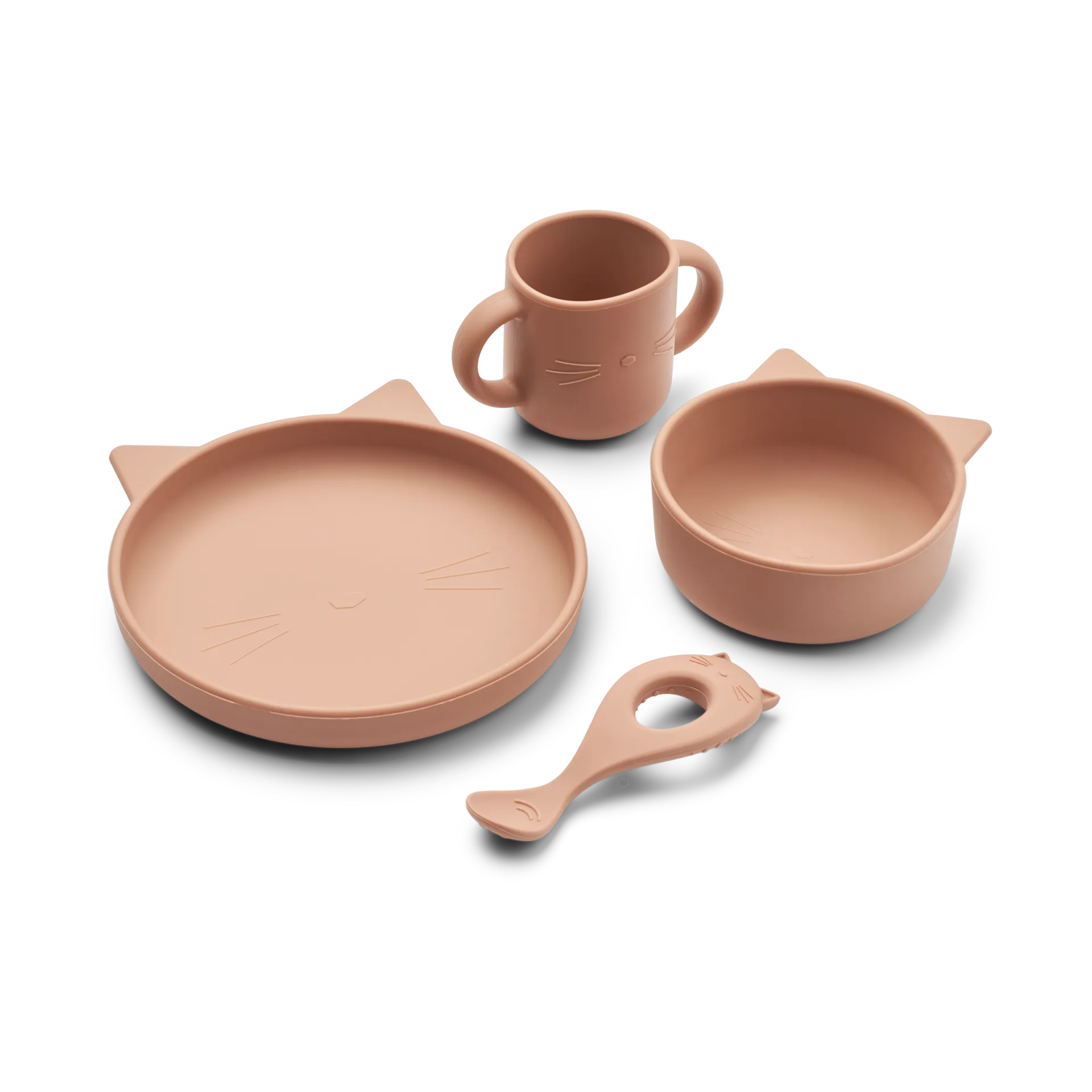 Vivi servisset silikon 4 delar, Cat dark rose Liewood