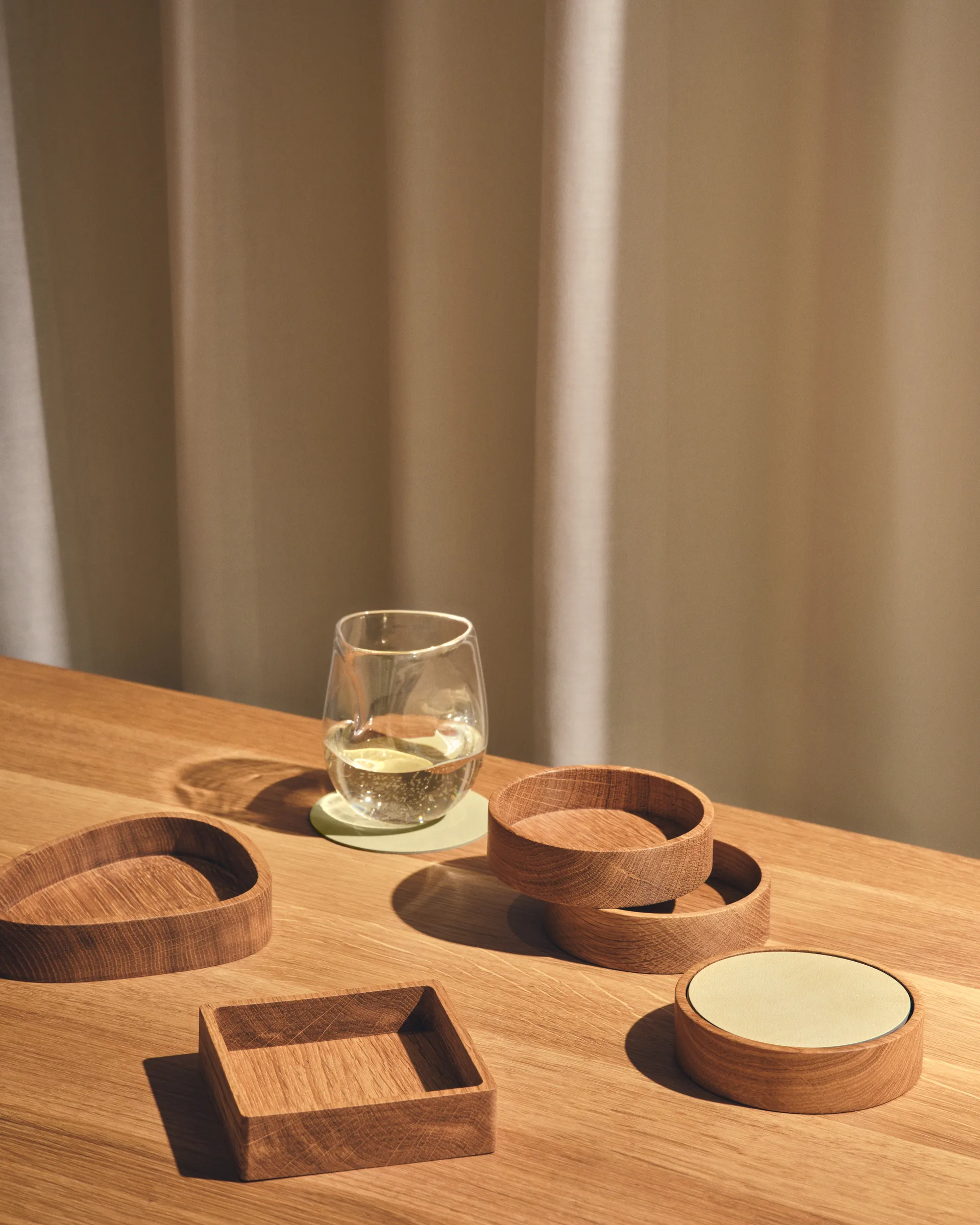 Wood Box förvaring till glasunderlägg, Nature-oak, square, S LIND DNA