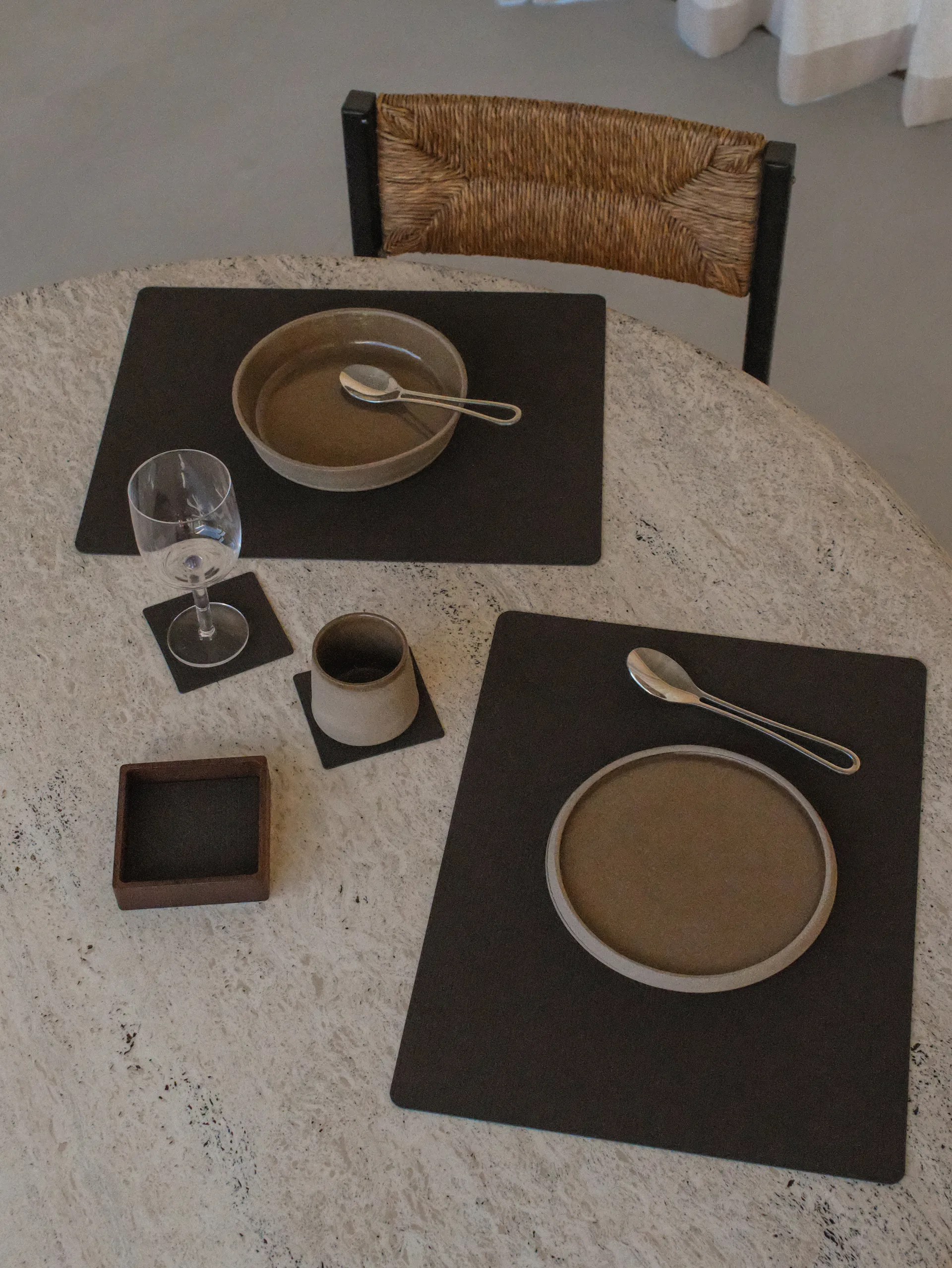 Wood Box förvaring till glasunderlägg, Smoked-oak, square, S LIND DNA