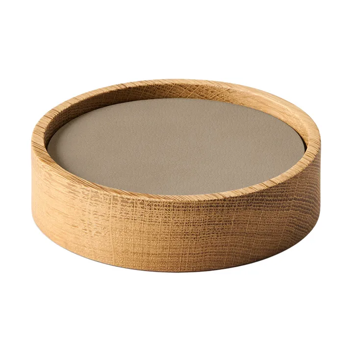 Wood Box glasunderlägg set - Nature-oak, circle, S, Nupo clay brown, 9 delar - LIND DNA