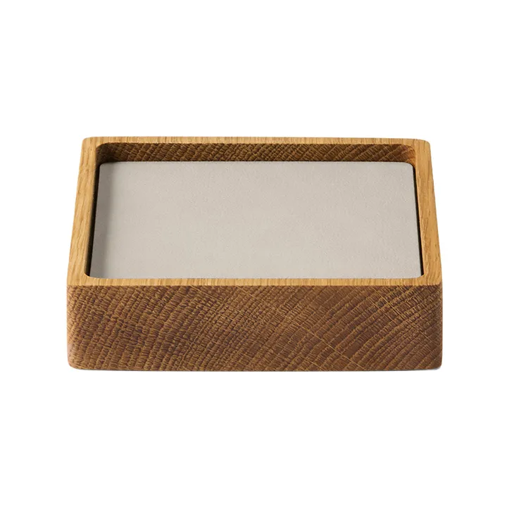 Wood Box glasunderlägg set - Nature-oak, square, S, Nupo oyster white, 9 delar - LIND DNA