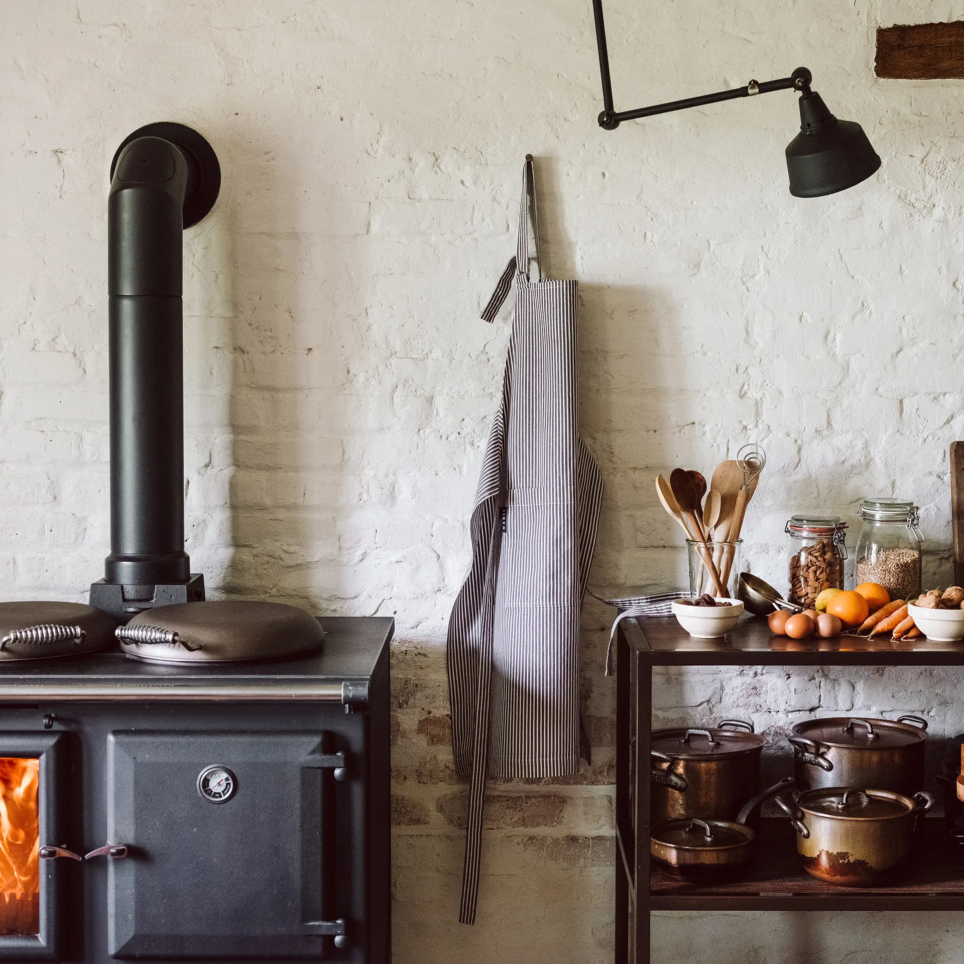 Emma förkläde, Granitgrå Linum