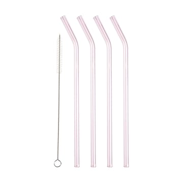 Lyngby Glas sugrör 21,5 cm 4-pack - Pink - Lyngby Glas