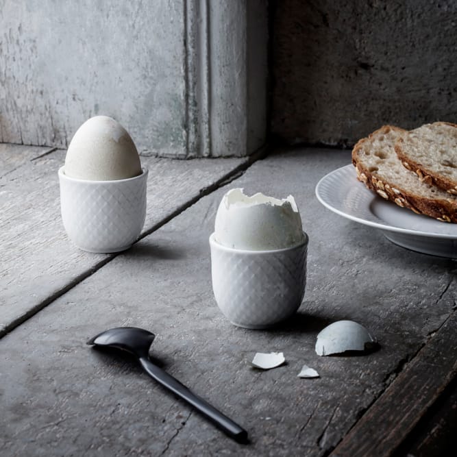Rhombe äggkopp, 2-pack, vit Lyngby Porcelæn