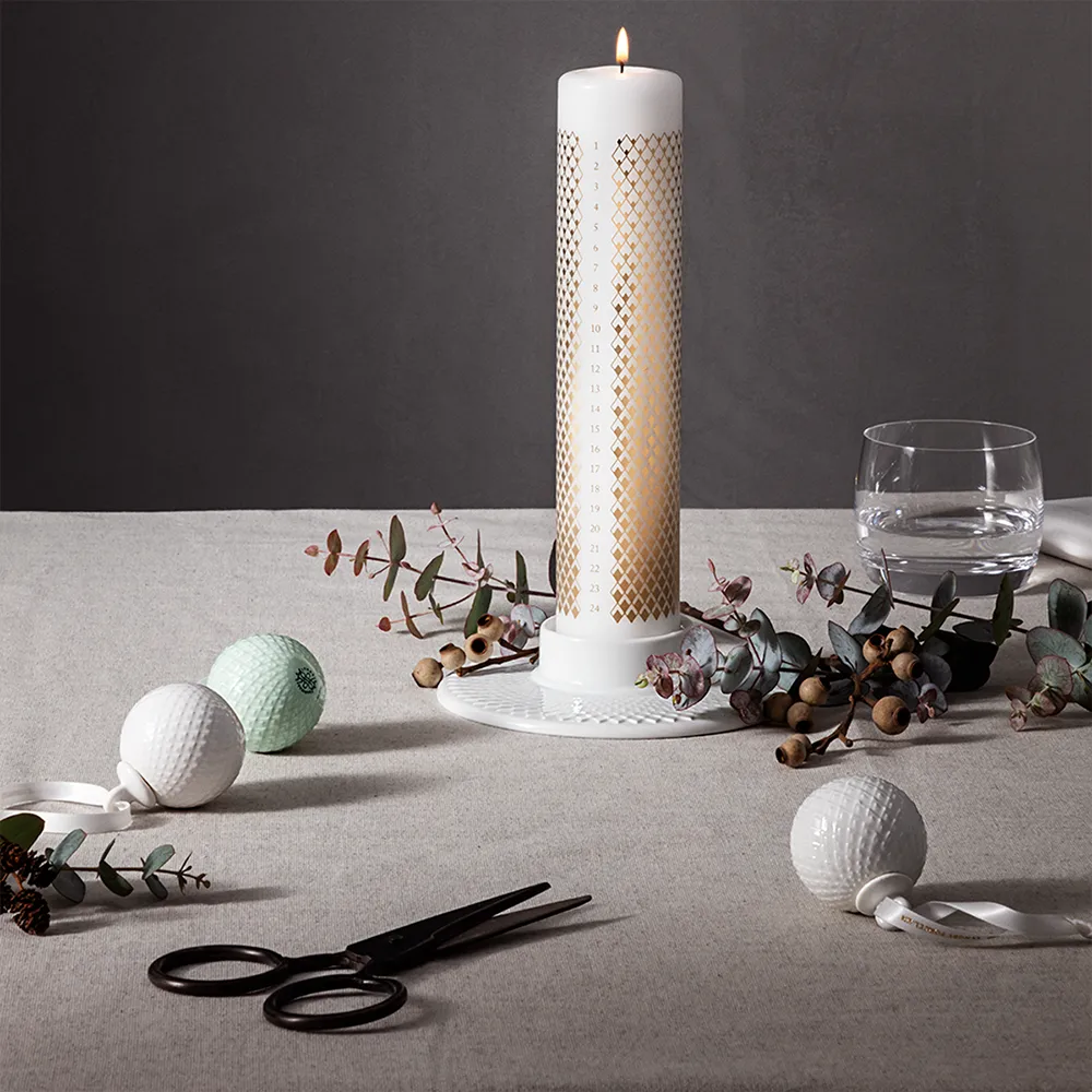 Rhombe blockljusstake, vit Lyngby Porcelæn