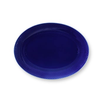 Lyngby Porcelæn Rhombe serveringsfat ovalt 35×26,5 cm Mörkblå