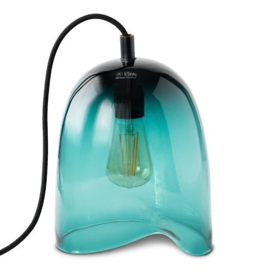 Klem glas lampa medium 28x20 cm - Turkos - Magnor