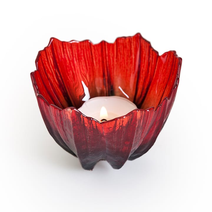 Poppy ljuslykta, Röd-svart Målerås Glasbruk