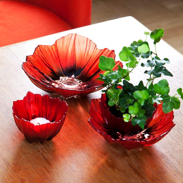 Poppy ljuslykta, Röd-svart Målerås Glasbruk