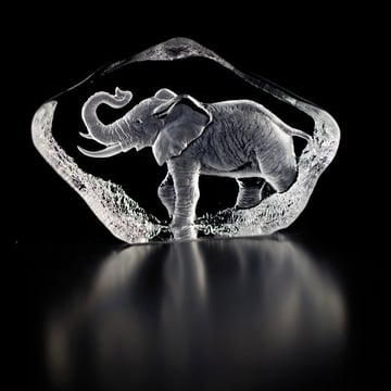 Målerås Glasbruk Wildlife Elefant skulptur glas