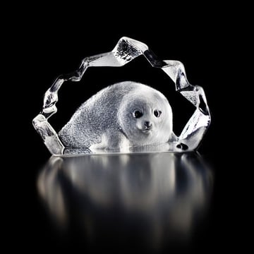 Målerås Glasbruk Wildlife Säl skulptur glas