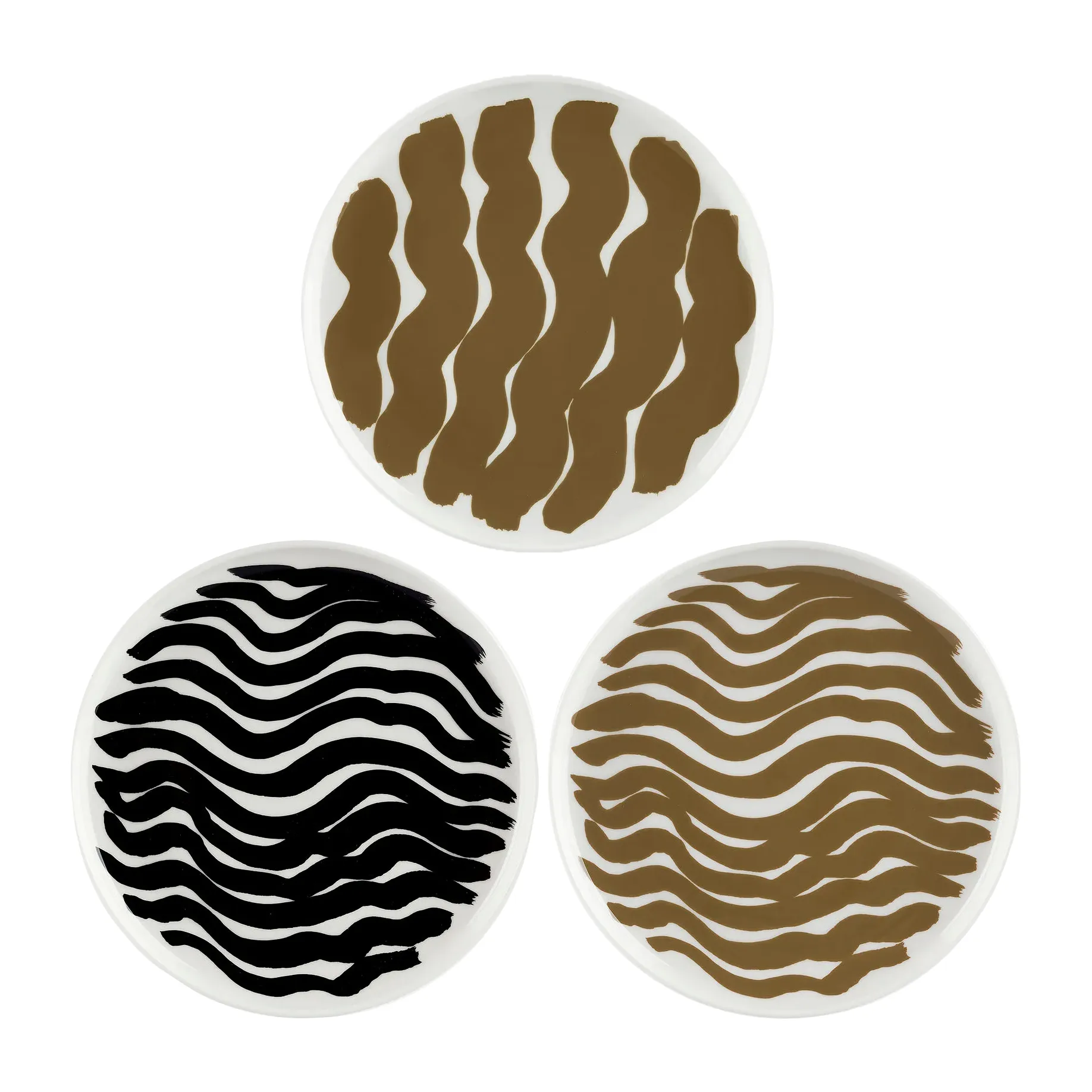 Hyräily tallrik Ø20 cm 3-pack, Vit-brun-svart Marimekko