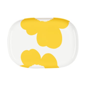 Marimekko Iso Unikko uppläggningsfat 25×36 cm White-spring yellow