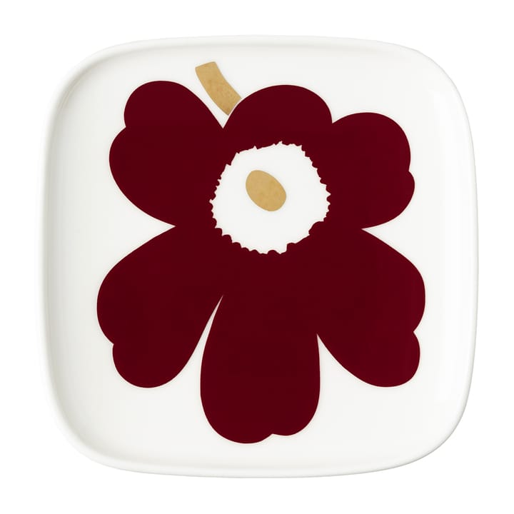 Juhla Unikko fat 10x10 cm 2-pack, Vit-vinröd-guld Marimekko