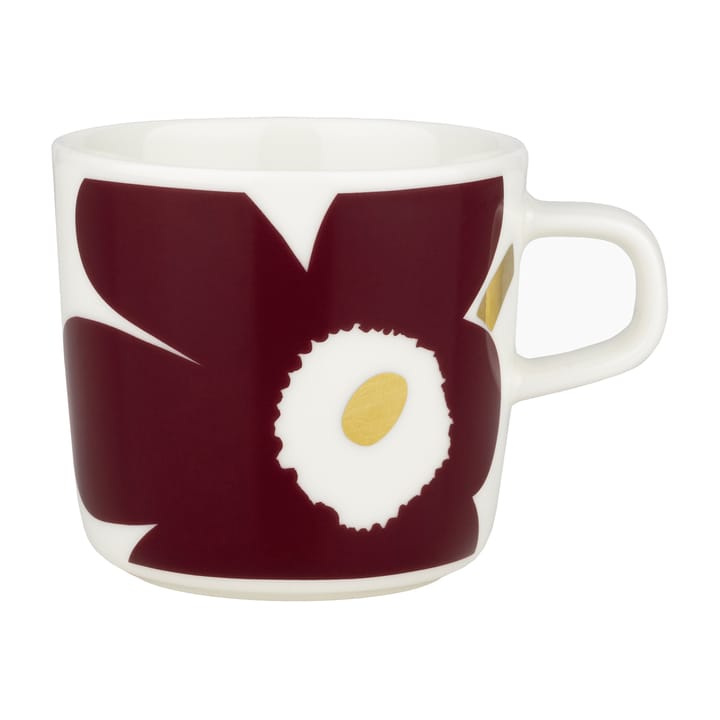 Juhla Unikko kaffekopp 20 cl, Vit-vinröd-guld Marimekko